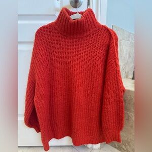 Chunky knit Red/Orange Turtleneck Sweater
